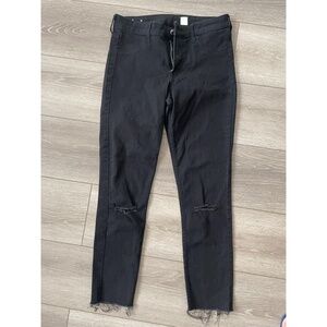 Black Raw Hem Jeans Skinny Ankle Regular Waist H&M Size 30